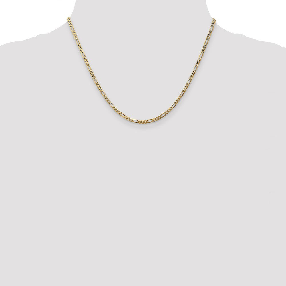 14k Yellow Gold 2.75mm Flat Figaro with Lobster Clasp Chain Necklace 18"