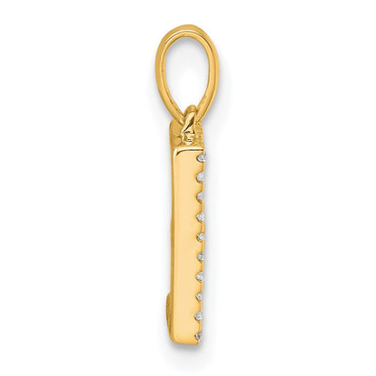 14k Yellow Gold Diamond Letter E Initial Pendant
