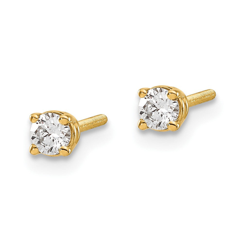 14K Yellow Gold .20ct. SI3 G-I Diamond Thread on/off Stud Earrings