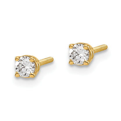 14K Yellow Gold .20ct. SI3 G-I Diamond Thread on/off Stud Earrings