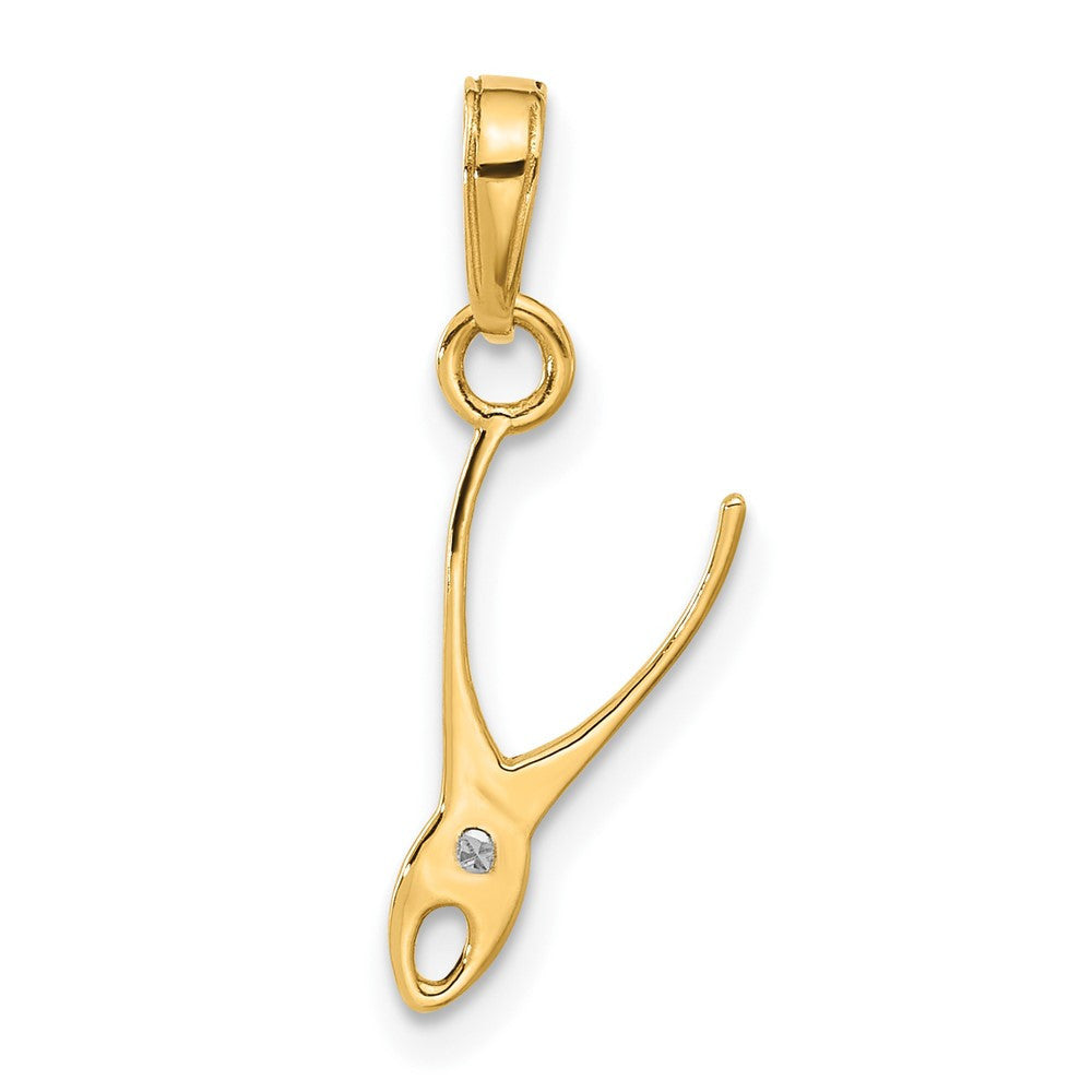 14k Yellow Gold and White Rhodium Diamond-Cut 3D Pliers Pendant
