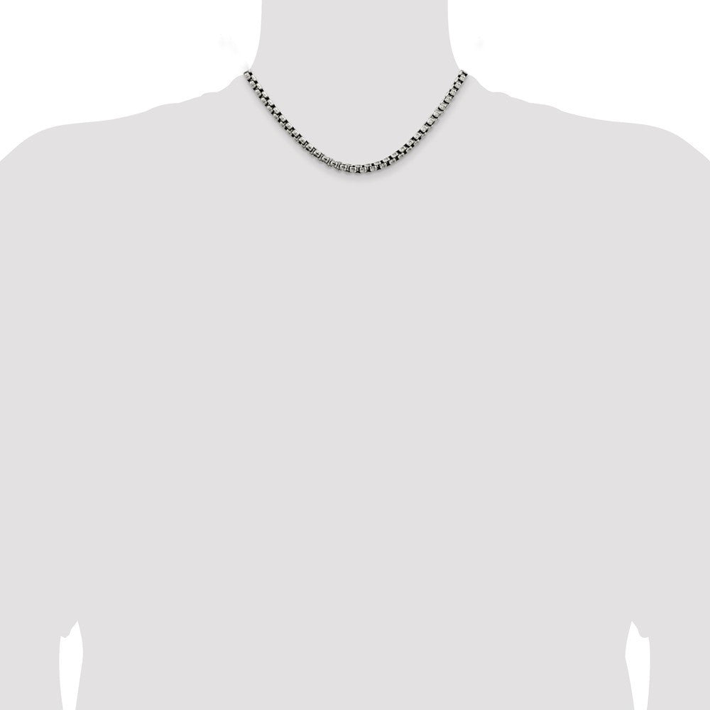 Sterling Silver Antiqued 5.2mm Round Box Chain Necklace 16"