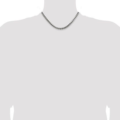 Sterling Silver Antiqued 5.2mm Round Box Chain Necklace 16"