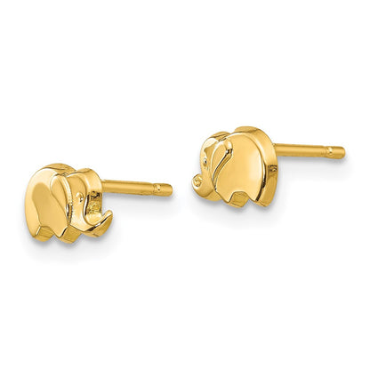 14k Yellow Gold Polished Elephant Stud Earrings