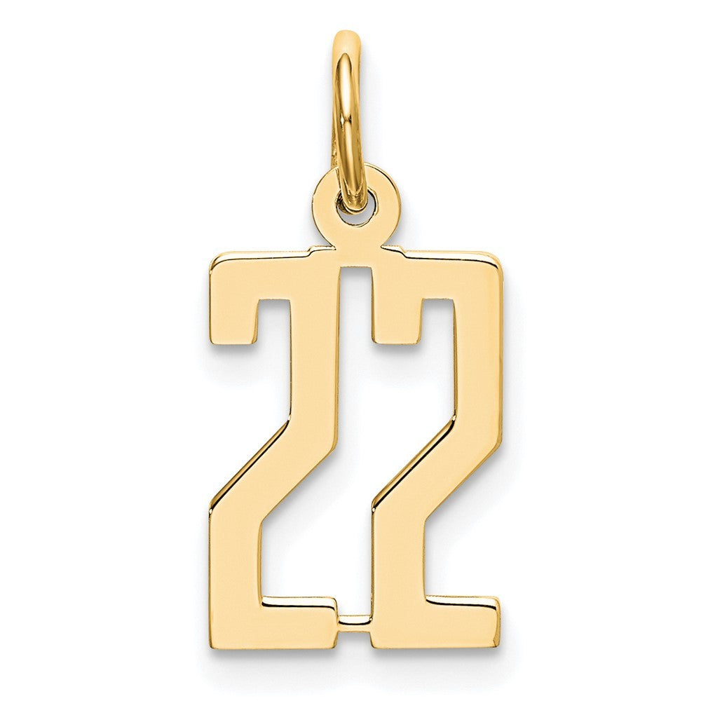 14k Yellow Gold Small Elongated Number 22 Charm Pendant
