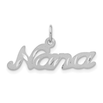 14k White Gold Satin NANA Charm Pendant