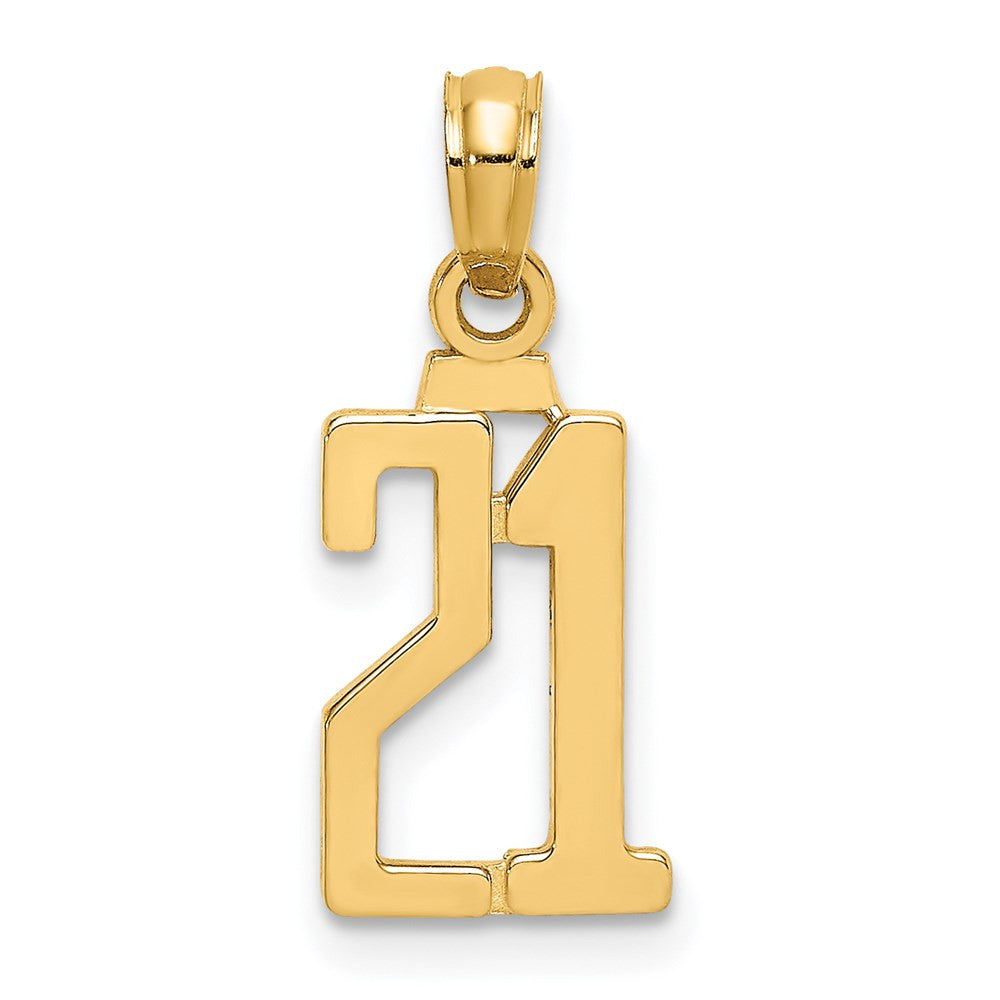 14k Yellow Gold Polished Number 21 Pendant