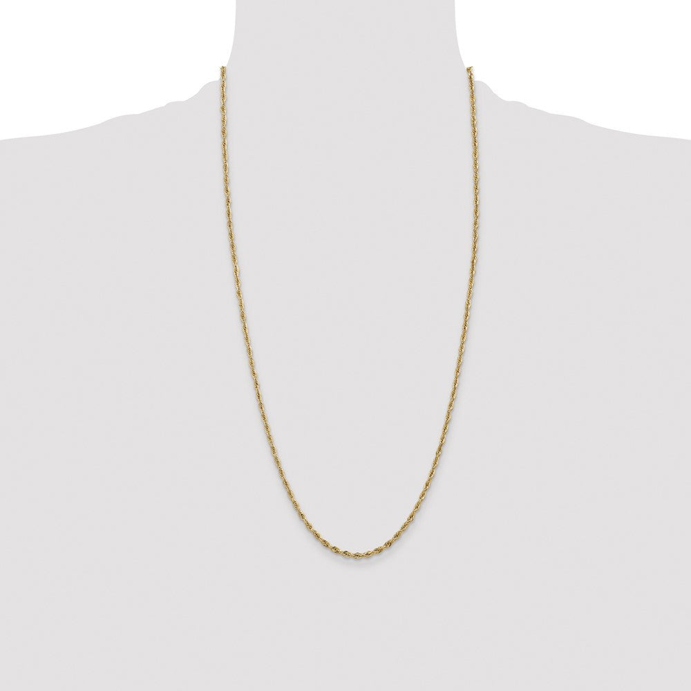 14k Yellow Gold 2.8mm Semi Solid Rope with Lobster Clasp Chain Necklace 28"