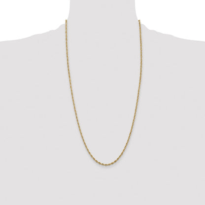 14k Yellow Gold 2.8mm Semi Solid Rope with Lobster Clasp Chain Necklace 28"