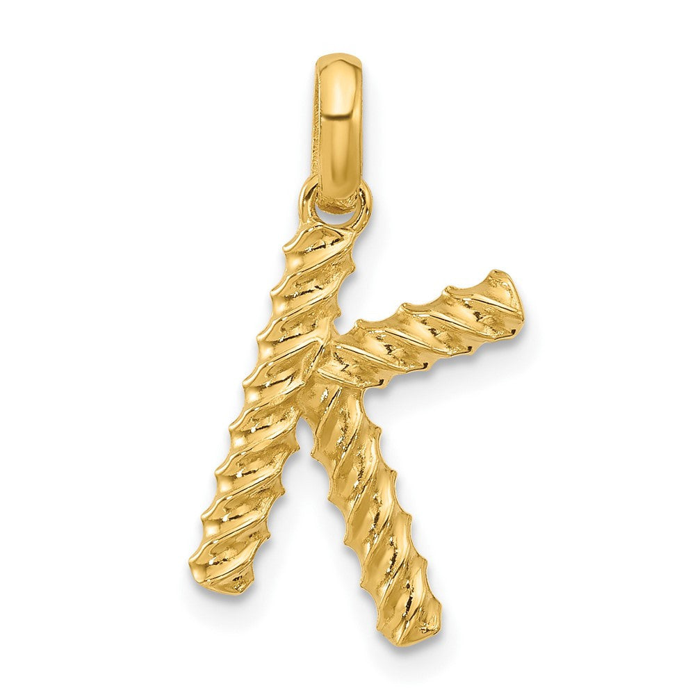 14k Yellow Gold Fancy Twist Letter K