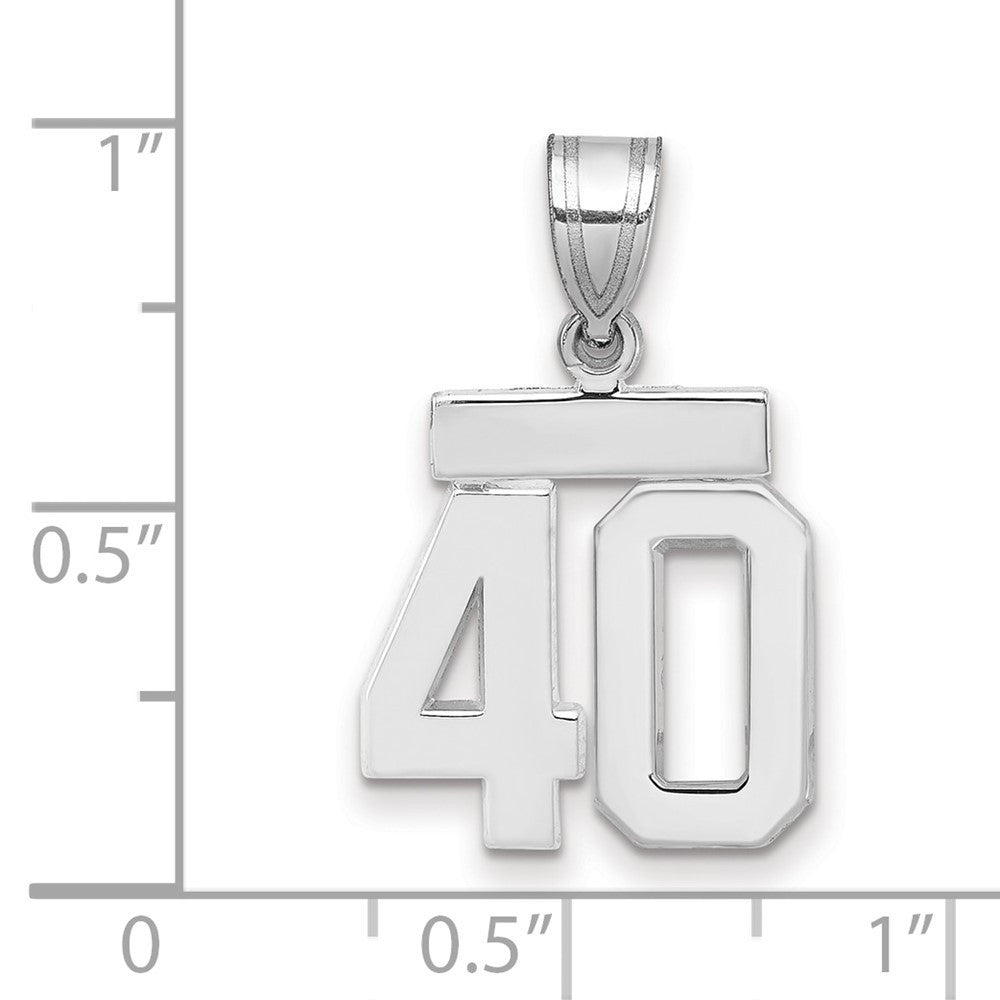 14k White Gold Small Polished Number 40 Charm Pendant