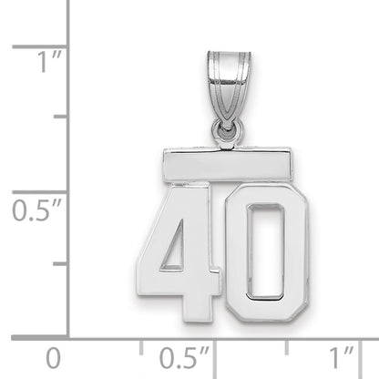 14k White Gold Small Polished Number 40 Charm Pendant
