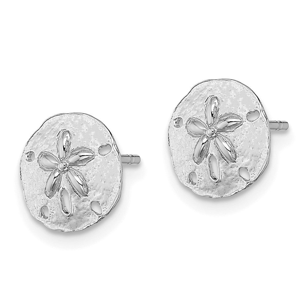 14K White Gold Polished Mini Sand Dollar Stud Earrings