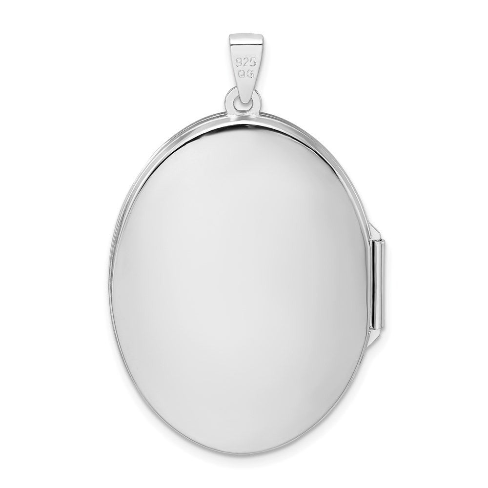 Sterling Silver Rhodium-plated Oval Scroll Locket Pendant