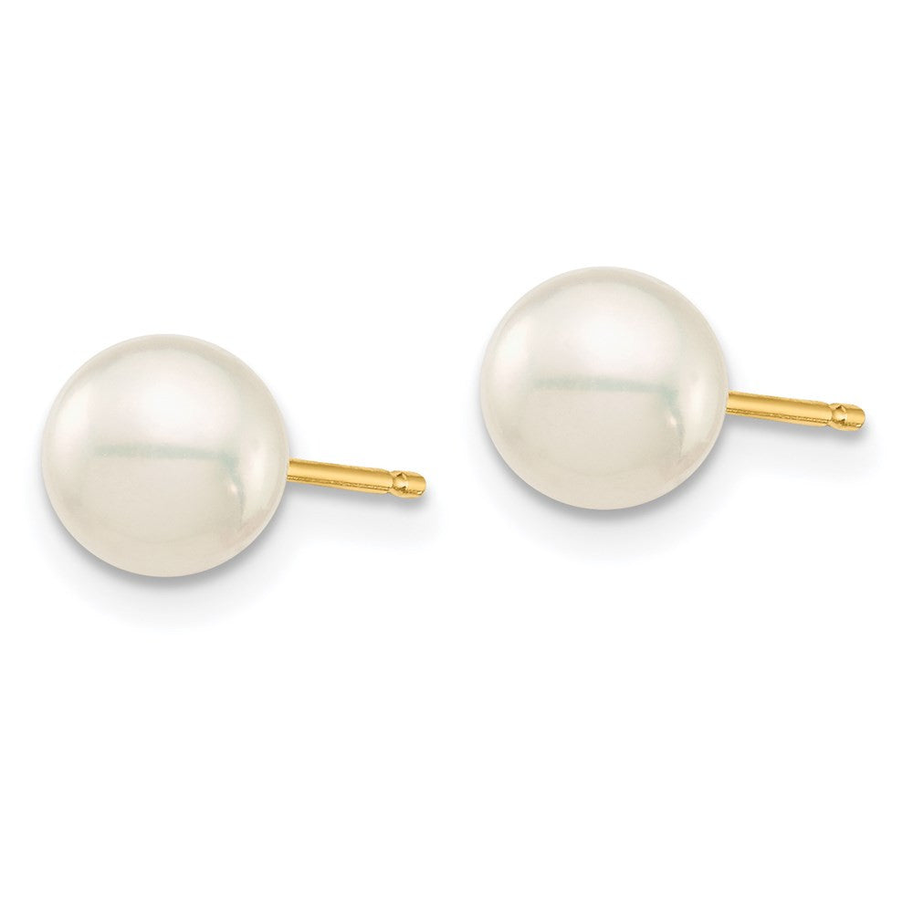 14k Gold White, Grey Black Freshwater Cultured Pearl Stud Earrings 3 Pair Set