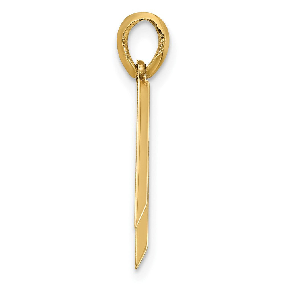 14k Yellow Gold Fancy Letter W Initial Pendant