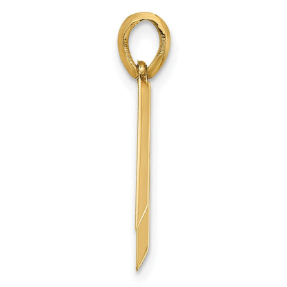 14k Yellow Gold Fancy Letter W Initial Pendant