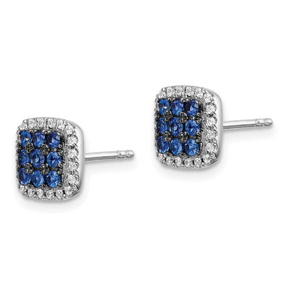 14k White Gold Diamond and Sapphire Stud Earrings