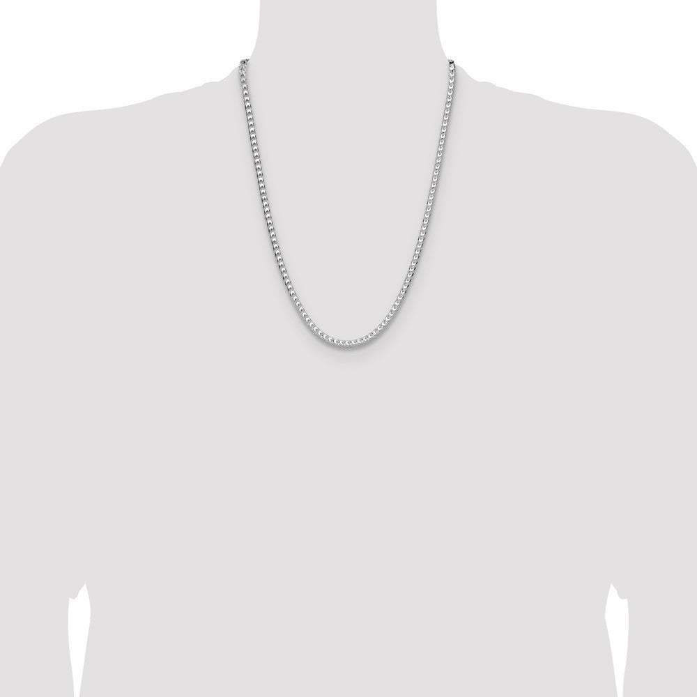 Sterling Silver 4.7mm Diamond-Cut Square Franco Chain Necklace 24"