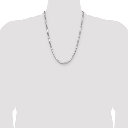 Sterling Silver 4.7mm Diamond-Cut Square Franco Chain Necklace 24"