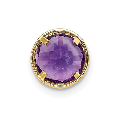14k Yellow Gold 7mm Amethyst bezel pendant