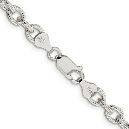 Sterling Silver 6.25mm Fancy Patterned Rolo Chain Necklace 20"