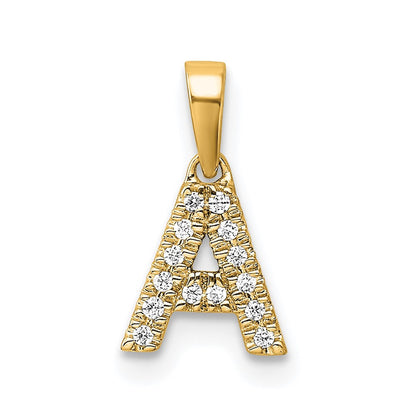 14k Yellow Gold Diamond Letter A Initial with Bail Pendant