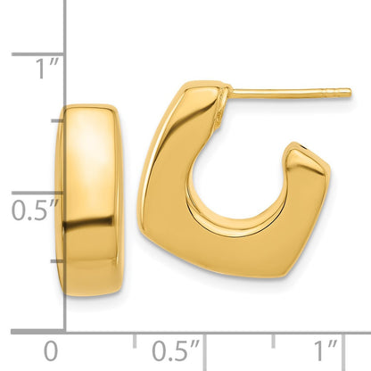 14k Yellow Gold Polished Square J-Hoop Earrings
