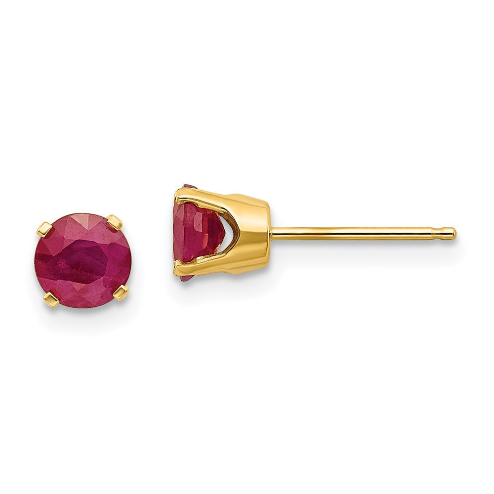 14k Yellow Gold 5mm Ruby Stud Earrings