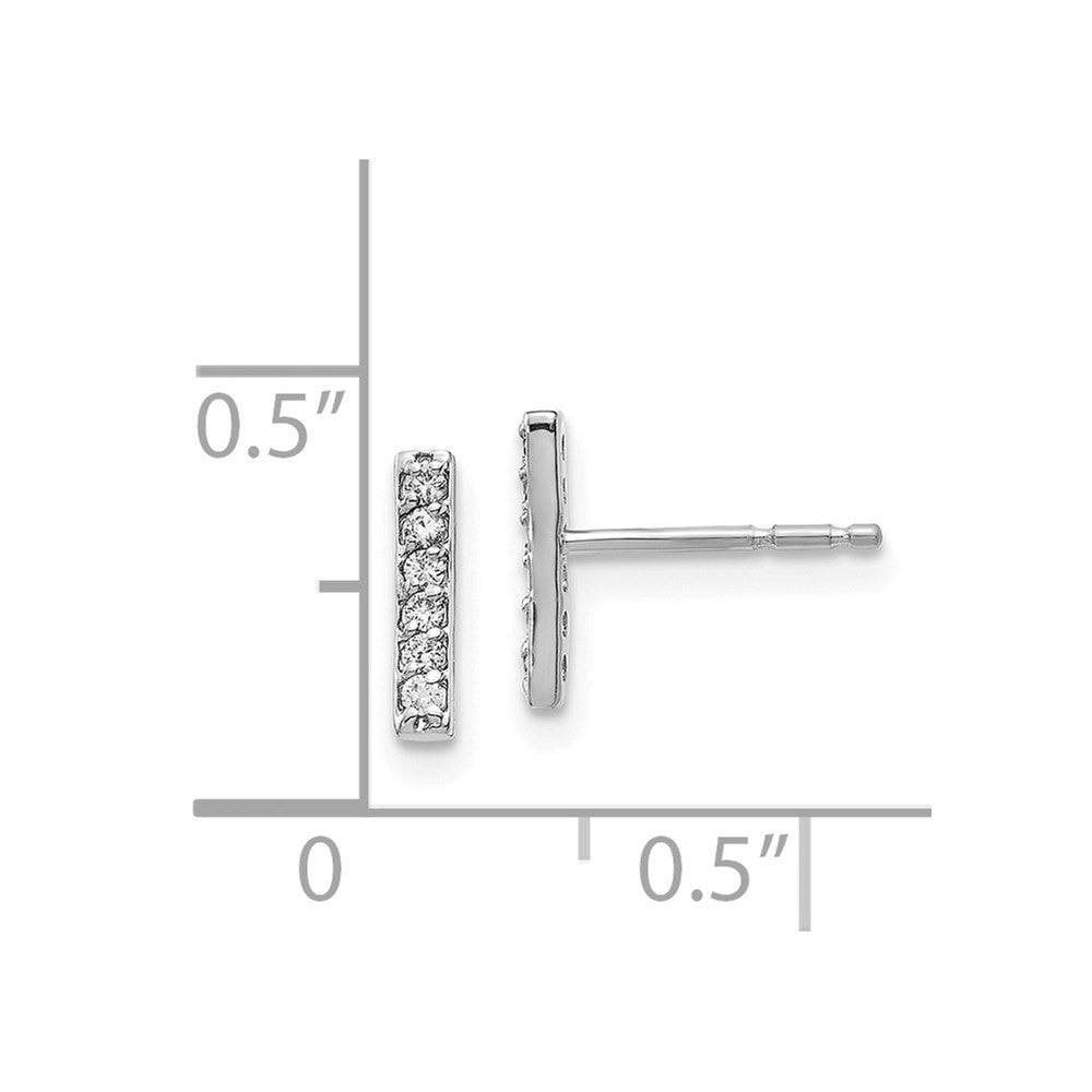 14k White Gold Diamond Bar Dangle Earrings