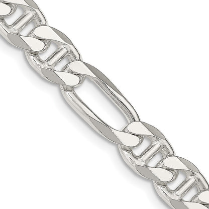 Sterling Silver 8.25mm Figaro Anchor Chain Necklace 28"