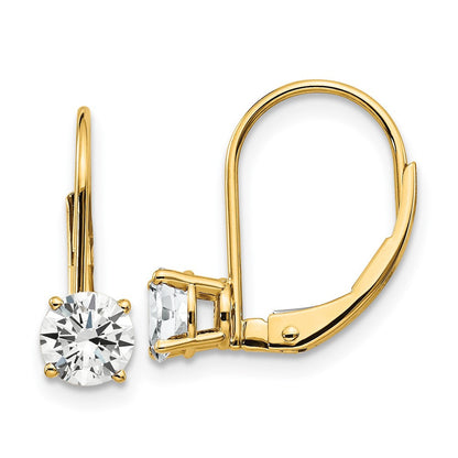 14k Yellow Gold 5mm Cubic Zirconia Leverback Dangle Earrings