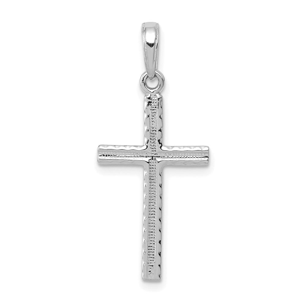 14k White Gold Latin Cross Pendant