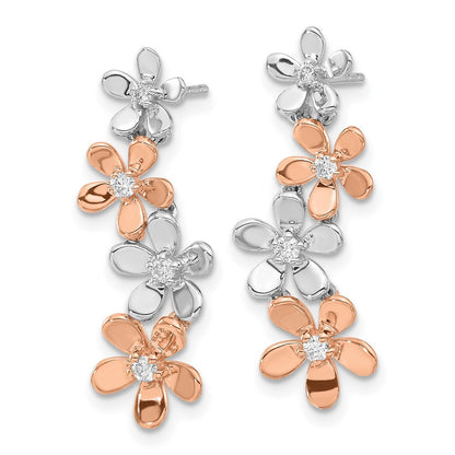 14k Rose and White Gold Diamond Drop & Dangle Earrings