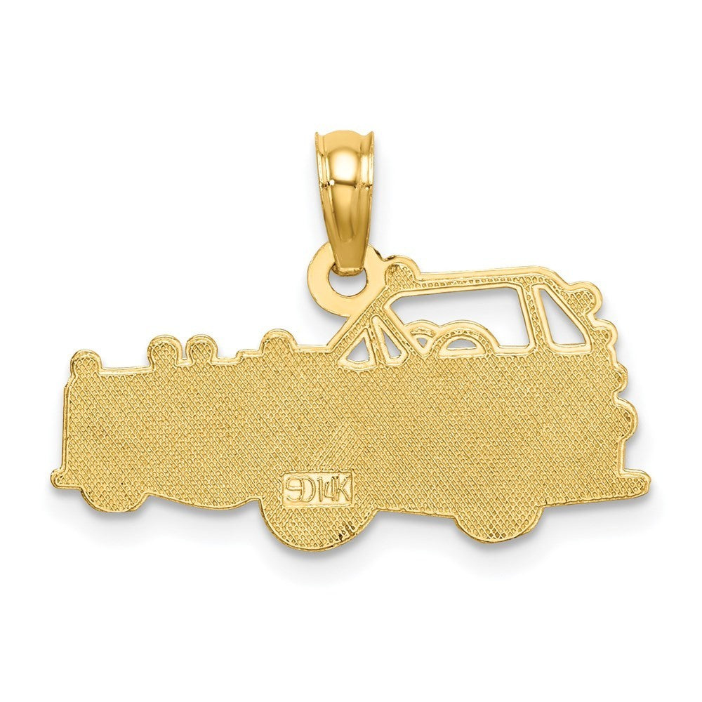 14k Yellow Gold Fire Truck Charm Pendant