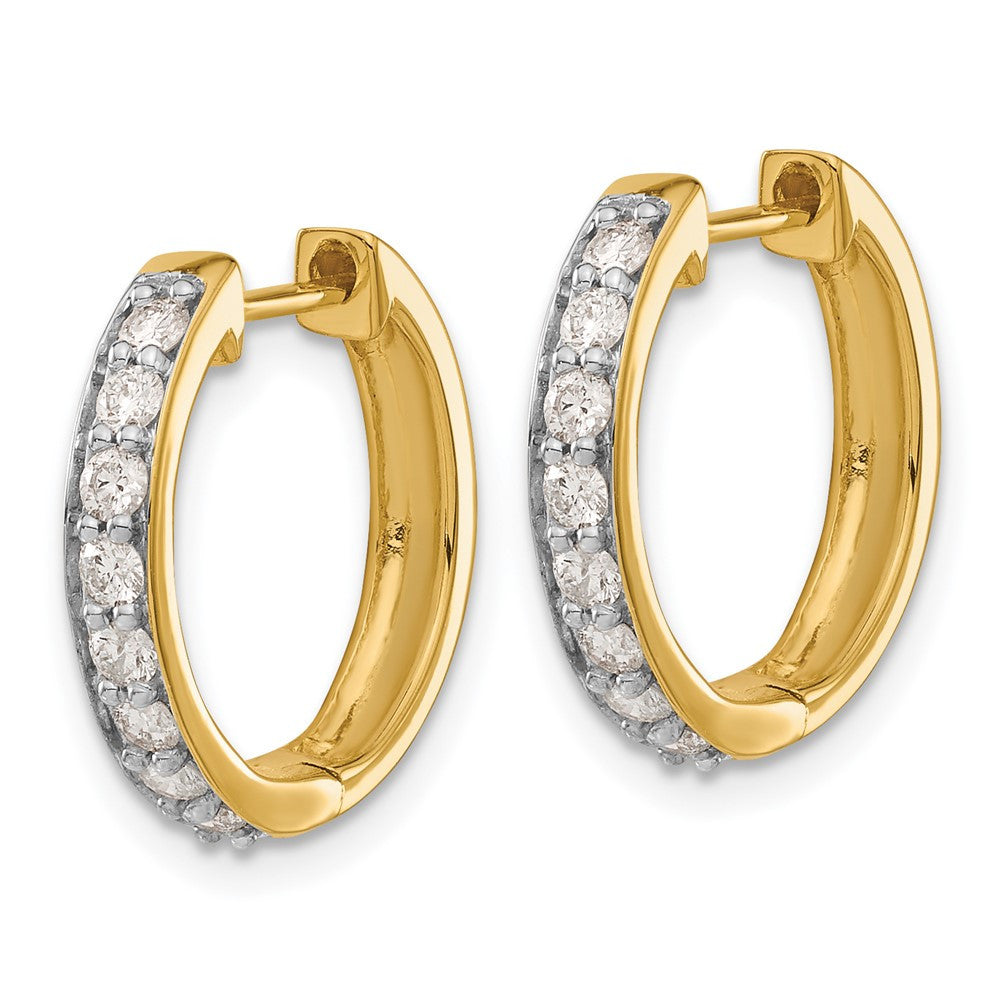 14k Yellow Gold Diamond Hinged Hoop Earrings