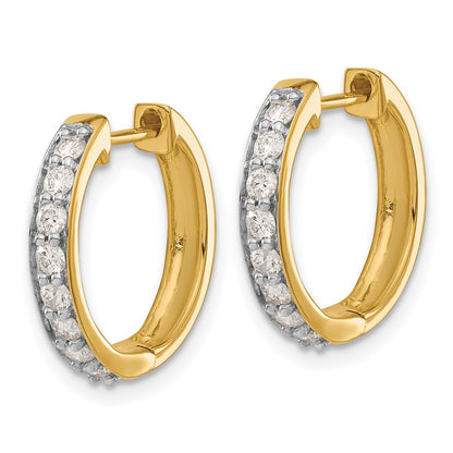 14k Yellow Gold Diamond Hinged Hoop Earrings