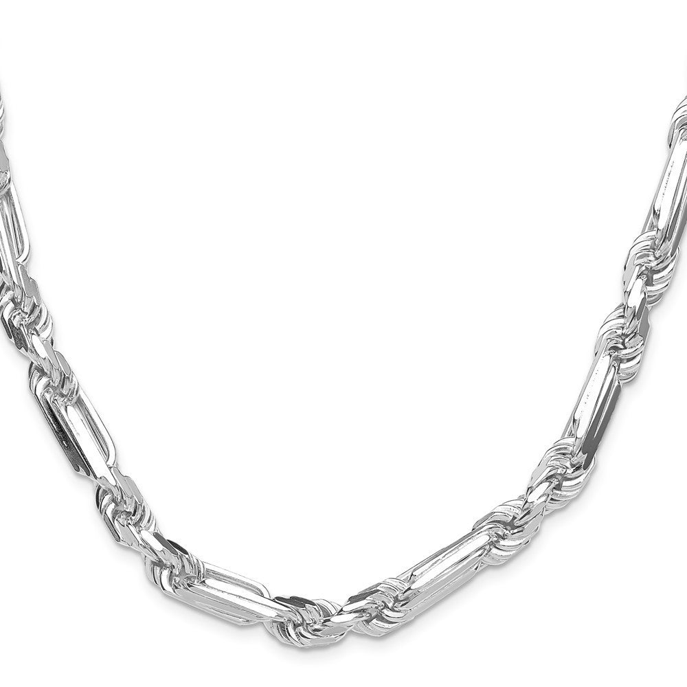 Sterling Silver 8mm Diamond-Cut Figarope Chain Necklace 18"
