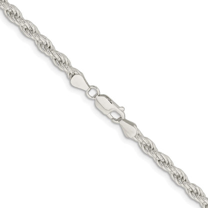 Sterling Silver Rhodium-plated 5mm Solid Rope Chain Necklace 22"