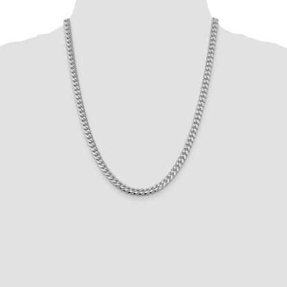 Sterling Silver 6mm Domed w/ Side Diamond-Cut Curb Chain Necklace 22"