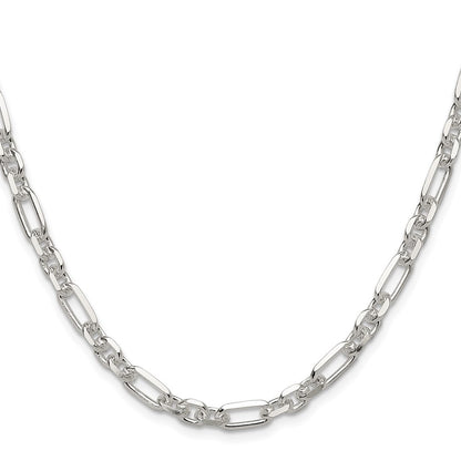Sterling Silver Diamond-Cut 3 Short Plus 1 Long Cable Link Chain Necklace 22"
