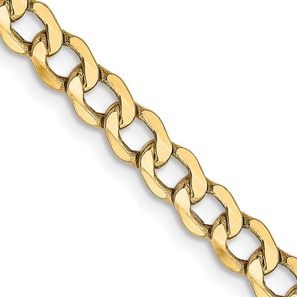 14k Yellow Gold 4.3mm Semi-Solid Curb with Lobster Clasp Chain Necklace 16"
