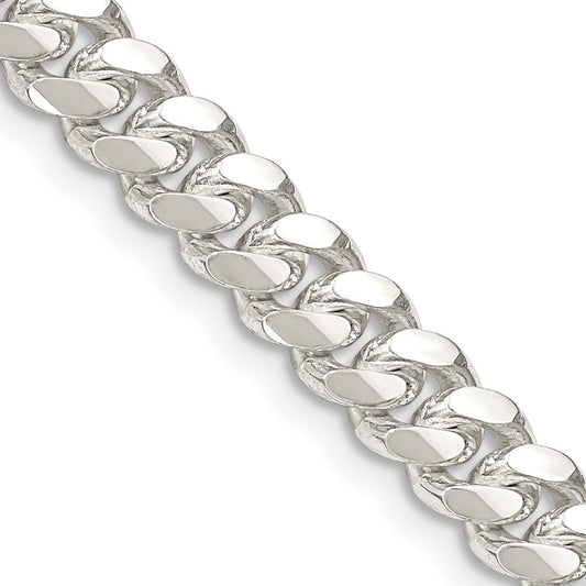 Sterling Silver 6.4mm Polished Domed Curb Chain Necklace 18"