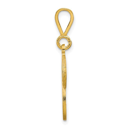 14k Yellow Gold Polished Script Filigree Letter P Initial Pendant