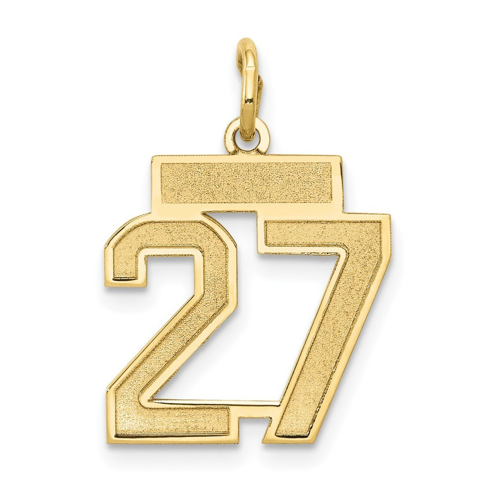 14k Yellow Gold Small Satin Number 27 Charm Pendant