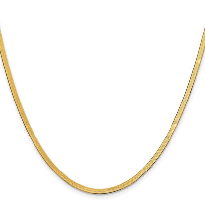 14k Yellow Gold 2.5mm Silky Herringbone Chain Necklace 20"