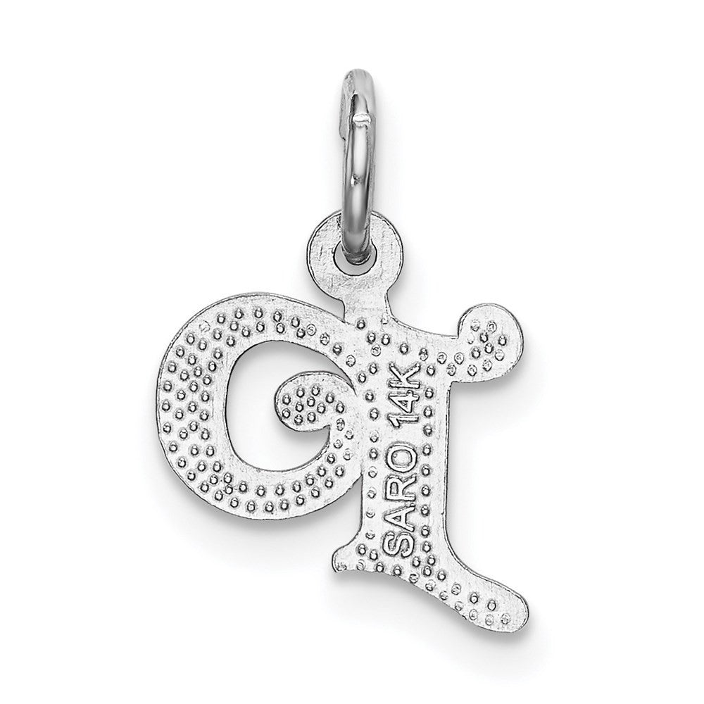 14k White Gold Diamond-cut Letter P Initial Charm Pendant
