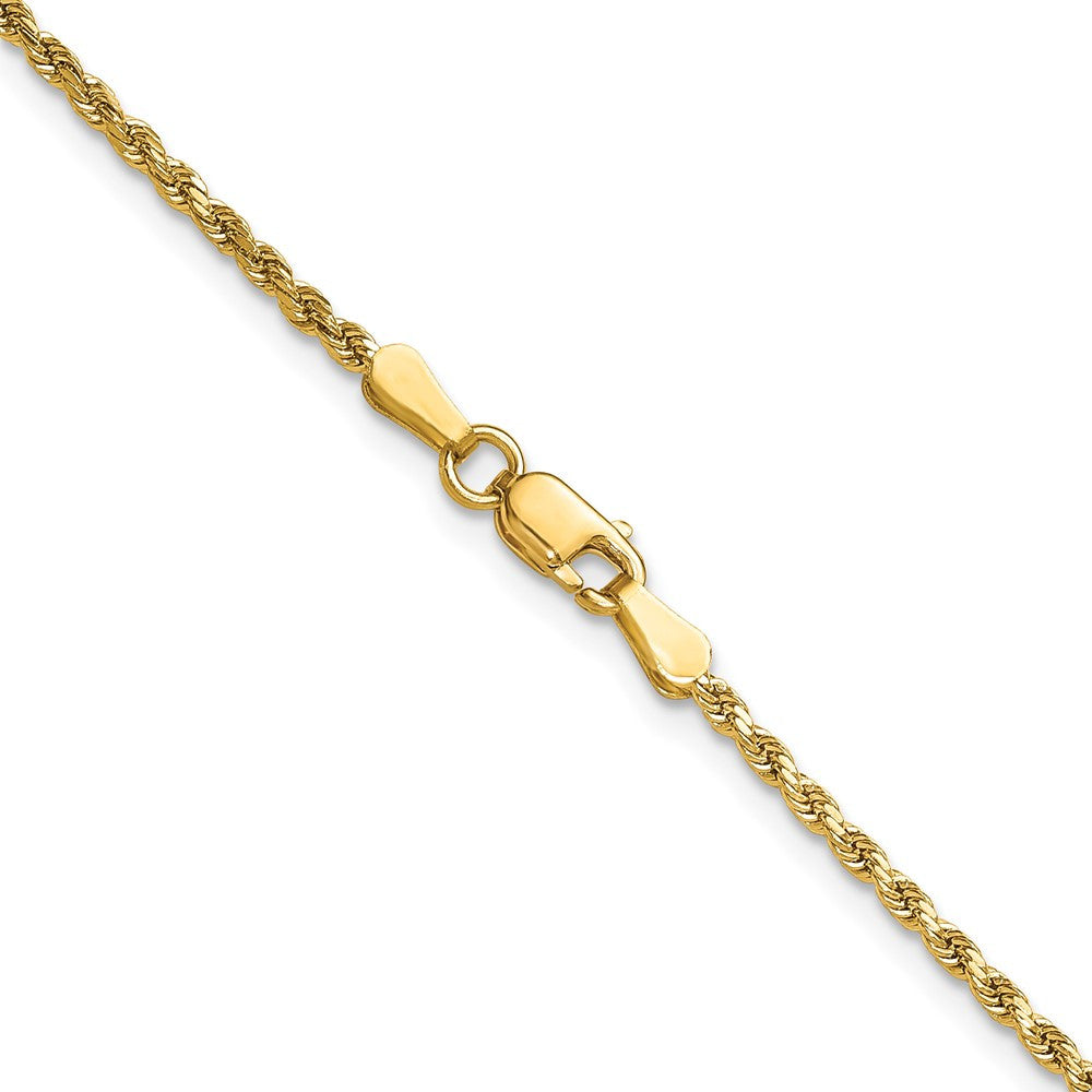 14k Yellow Gold 2mm Semi Solid Diamond-cut Rope Chain Necklace 22"