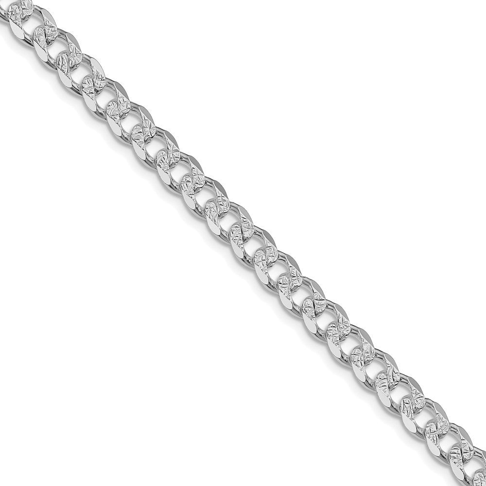 Sterling Silver Rhodium-plated 7mm Pav� Curb Chain Necklace 22"