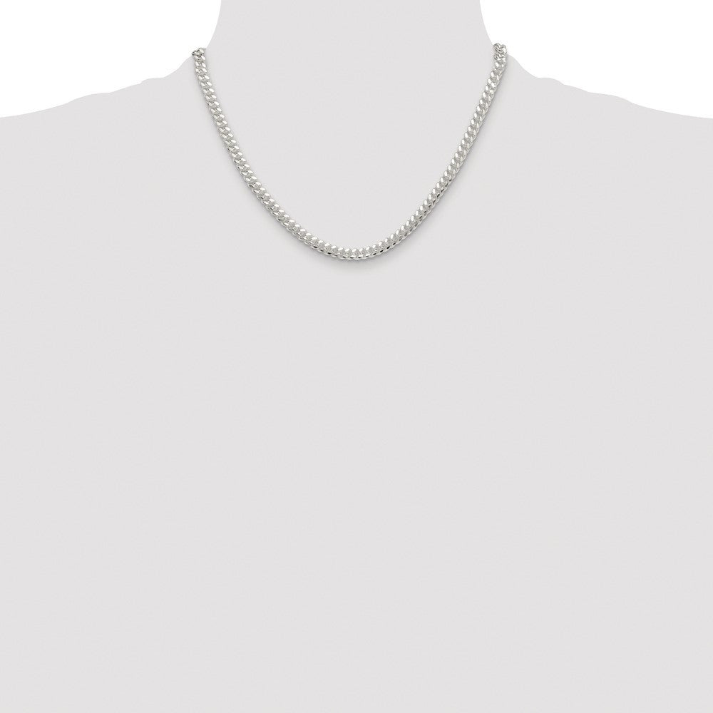 Sterling Silver Rhodium-plated Polished 5.7mm Domed Curb Chain Necklace 18"